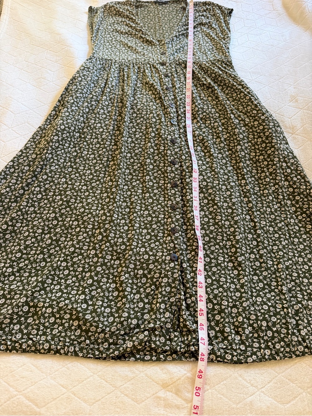 Madewell Campden Daisies Green Midi Dress Button Up Size Medium - Picture 11 of 11